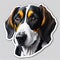 AI generated illustration of a cute sticker of a dog on the gray background