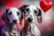 AI generated illustration of Dalmatian dogs in love