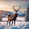 AI generated illustration of a deer standing amid a picturesque snow-covered forest