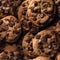 AI generated illustration of a delicious assortment of freshly baked chocolate chip cookies