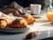 AI generated illustration of A delicious assortment of freshly-baked croissants on a table