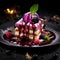 AI-generated illustration of a delicious cake with berry drizzle