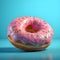 AI generated illustration of A delicious glazed pink donut sprinkled with colorful sprinkles