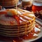 AI generated illustration of a delicious stack of fluffy golden-brown pancakes