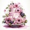 AI generated illustration of A delicious wedding cake with an assortment of colorful flowers