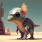 AI-generated illustration of a dinosaur with a metal shell on its back and head