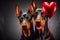 AI generated illustration of Doberman dogs in love