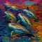 AI generated illustration of dolphins gracefully swimming in the vibrant waters