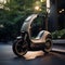 AI generated illustration of an electric motorcycle parked on the side of the street