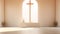 AI-generated illustration of an empty chapel with a beautiful cross in the center