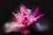 AI generated illustration of an explosion of vibrant powder against a dark background