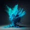 AI generated illustration of an explosion of vibrant powder against a dark background