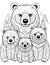 AI generated illustration of a family of bears standing together on a white background