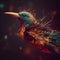 AI generated illustration of a fantastical bird with long, vibrant plumage