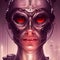 AI generated illustration of a female alien with biomechanical features