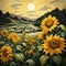 AI generated illustration of a field of vibrant sunflowers