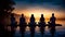 AI generated illustration of five individuals enjoying the stunning sunset from the end of a pier