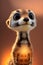 AI generated illustration of a fluffy meerkat with bright, inquisitive eyes on blurred background