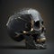 AI-generated illustration of a Fractured black stone skull