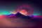 AI generated illustration of a fractured mountain in a symphony of colors