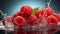 AI generated illustration of fresh raspberry with water droplets