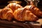 AI generated illustration of freshly baked croissants on a wooden cutting board