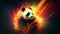 AI generated illustration of a giant panda bear against a dark background with red flames