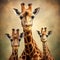 AI generated illustration of giraffes standing in close proximity against a beige background