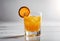 AI generated illustration of a glass of refreshing orange juice with a slice of orange