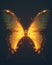 AI generated illustration of a glowing butterfly with folded wings and sparkling beauty