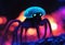 AI generated illustration of a glowing insect animal underwater