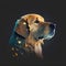 AI generated illustration of a gold retriever dog on a dark background