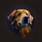 AI generated illustration of a gold retriever dog on a dark background