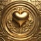 AI generated illustration of a golden heart on a golden background