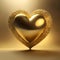 AI generated illustration of a golden heart on a golden background