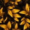 AI generated illustration of golden leaves on the black background