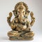 AI generated illustration of a golden statue of a Buddhist elephant