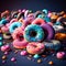 AI Generated illustration from group colorful donuts