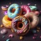 AI Generated illustration from group colorful donuts