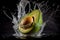 AI-generated illustration of the half avocado falling into the water