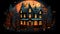 AI generated illustration of halloween haunted house