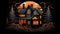 AI generated illustration of halloween haunted house