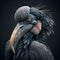 AI generated illustration of the head of the shoebill