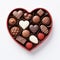 AI generated illustration of a heart-shaped box overflowing with delicious chocolates