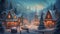 AI generated illustration of an idyllic winter scene of a quaint, snow-covered town