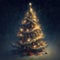 AI generated illustration of an illuminated beautiful Christmas tree in a snowy park