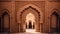 AI generated illustration of an intricate wooden archway with intricate detailing