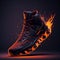 AI generated illustration of an isolated shot of new sneaker sitting atop a dark background