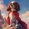 AI generated illustration of King Charles Spaniel Dog standing on a rock