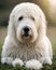 AI generated illustration of a Komondor sitting on the grass